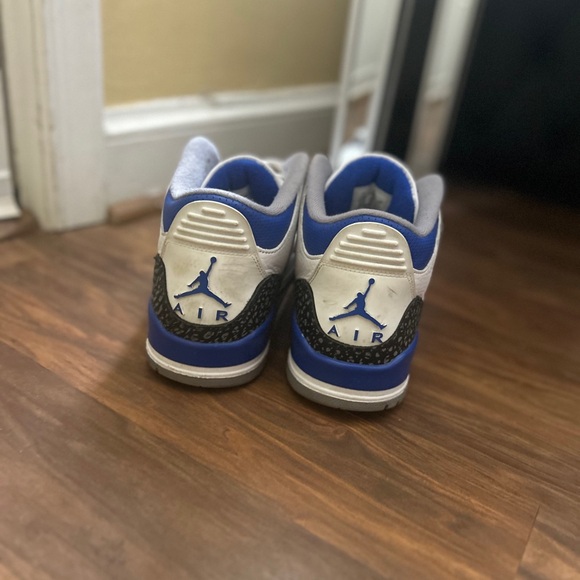 Nike Air Jordan 3 Retro White Blue Sneakers - Picture 3 of 5